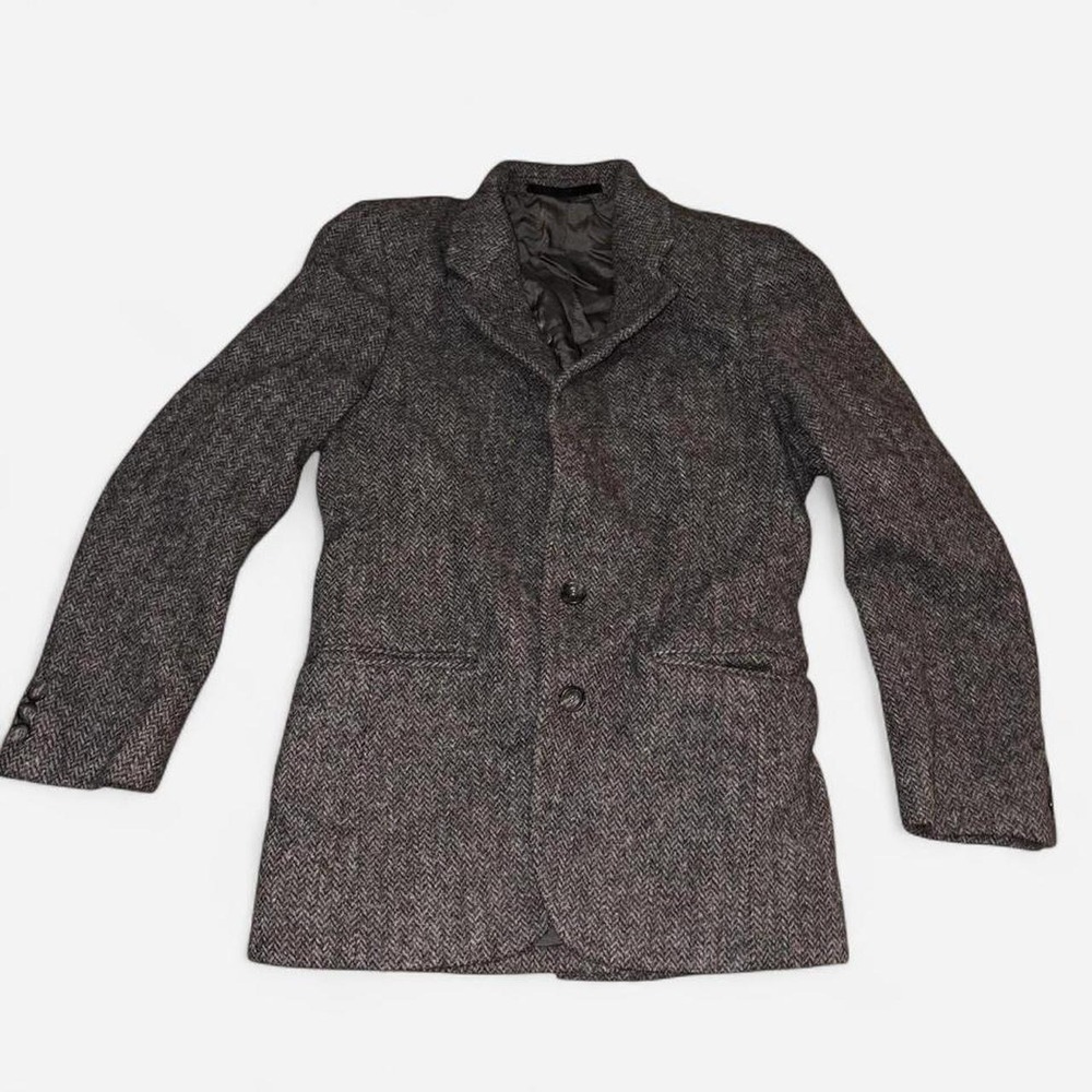 Calvin Klein Gray Herringbone Tweed Blazer Classic Office Business Casual